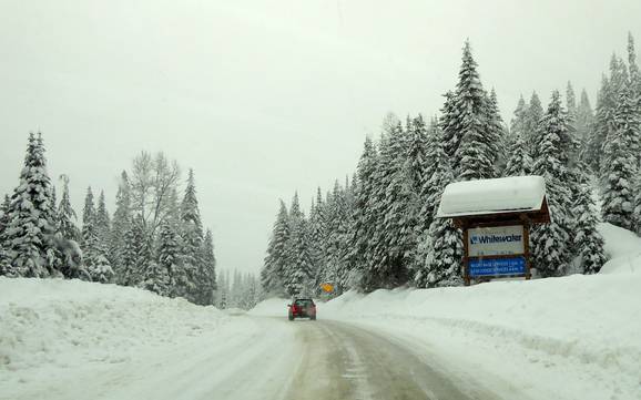 Central Kootenay: bereikbaarheid van en parkeermogelijkheden bij de skigebieden – Bereikbaarheid, parkeren Whitewater – Nelson