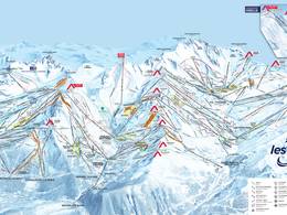 Pistekaart Les 3 Vallées – Val Thorens/Les Menuires/Méribel/Courchevel